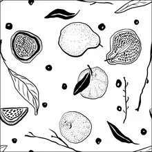 Wall art by Genna Campton: stylized illustration of a colorful fruit salad