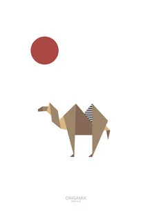 Illustration of a camel in minimal origami style from Egypt.