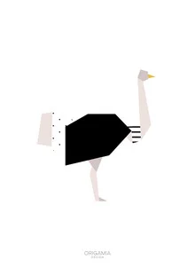 Wall art by Anna Maria Laddomada: stylized depiction of an ostrich in soft colors