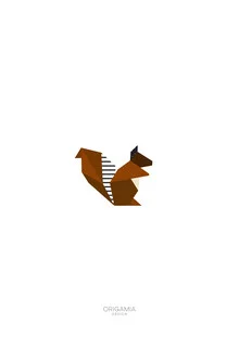 Wall art by Anna Maria Laddomada: squirrel in a minimalist origami style