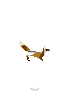 Wandbild von Anna Maria Laddomada: minimalistisches Fuchs-Design im Wald