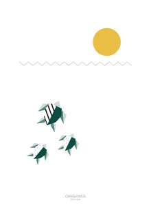 Illustration by Anna Maria Laddomada: two sea turtles in the ocean
