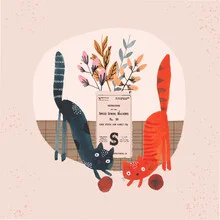 Wall art by The Artcircle: playful cat illustration in soft colors