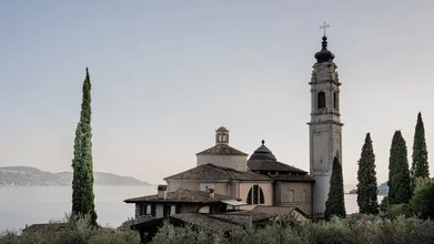 Photo art: Church by Lake Garda, soft colors and a calm atmosphere