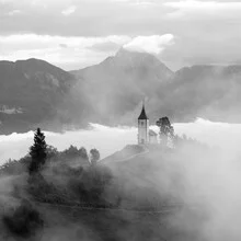 Photo art by Christian Janik: Saints Primus and Felician Church in a misty mountain landscape