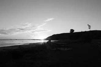Black and white photo art by Julian November: morning freedom in New Zealand