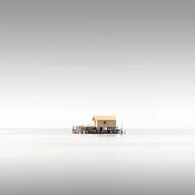 Photo art by Ronny Behnert: serene view of a fishing hut in Venice