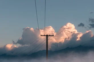 Photo art by AJ Schokora: Abstract representation of mountains with lines and clouds