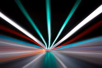 Abstract photo art by AJ Schokora: geometric movements in neon colors