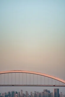 Photo art by AJ Schokora: atmospheric skyline of Shanghai at twilight