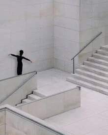 Photo art by Roc Isern: woman in a minimalist staircase in Barcelona