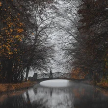 Photo art by Franz Sussbauer: calm bridge in misty Nymphenburg park