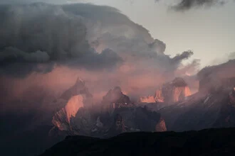Photo art by Jordi Saragossa: picturesque mountain landscape at sunrise in Chile.