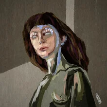 Illustration by Marika Grimaldi: abstract portrait of a woman in soft colors