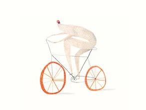 Wandbild von The Artcircle: eine Person fährt Fahrrad in einer lebendigen Umgebung.