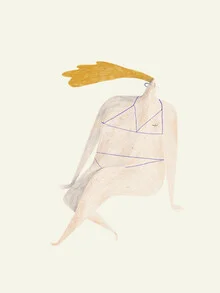 Wandbild von The Artcircle: fröhliche Sommerillustration eines Kindes am Strand.