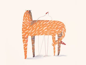 Illustration of a tiger in the jungle, vibrant colors and playful details.