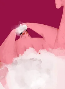 Wandbild von The Artcircle: eine Frau entspannt in einer Badewanne mit Schaum