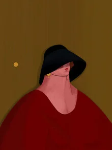 Illustration by The Artcircle: Woman in a stylish portrait wearing a black hat
