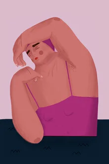 Illustration by Oh.Ofi: woman enjoying summer by the water
