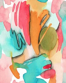 Abstract watercolor illustration with colorful patterns by Seven Trees Design