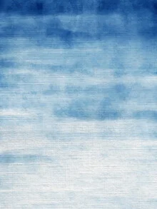 Abstract blue wall art by Seven Trees Design, featuring soft tones and shapes.