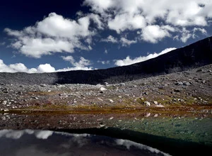 Photo art by Joachim Wagner: calm view of Helags Glacier Lake in Sweden