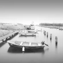 Photo art by Dennis Wehrmann: boats in mist on calm water