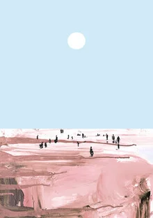 Illustration by Dan Hobday: relaxed people on the beach with soft colors.