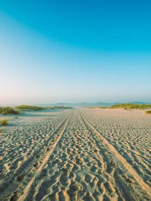 Photo art: Path to the beach on Spiekeroog with lush grass and gentle sky