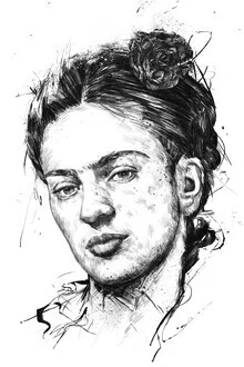 Illustration by Balazs Solti: portrait of a strong woman in black and white