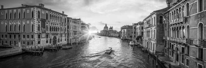 Panoramic view of Canal Grande at sunrise in Venice