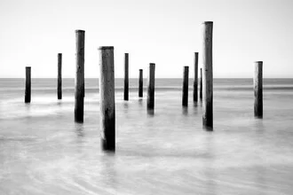 Photo art by Alex Wesche: memorial in a tranquil fishing village by the North Sea