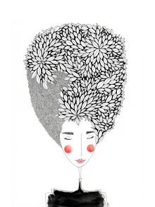 Illustration by Bianca Peters: a woman with a leaf in harmonious colors