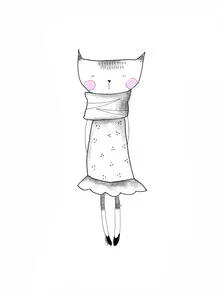Wall art by The Artcircle: playful cat in a stylish dress