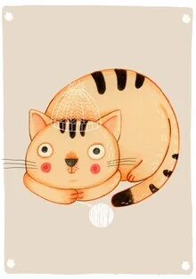Illustration of a cat by Judith Loske, depicted in a friendly and playful manner.