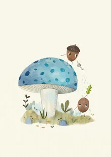 Illustration von Judith Loske: kleine Eicheln im Wald, freundliche Atmosphäre