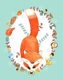 Wandbild von Judith Loske: sanfte Illustration eines schlafenden Waldes