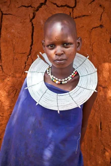 Photo art by Stefanie Lategahn: smiling Maasai child in traditional attire