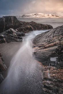 Photo art by Sebastian Worm: serene coastal landscape of Norway in winter