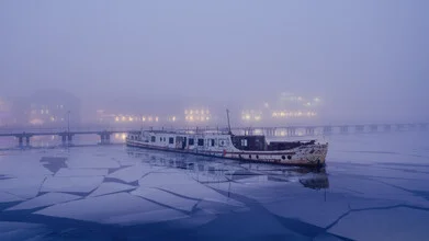 Photo art by Thomas Wegner: MS Dr. Ingrid Wengler in Berlin's winter fog