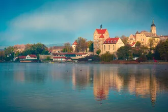 Photo art by Martin Wasilewski: Seeburg Castle shrouded in fog, soft autumn colors.