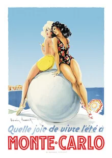 Wall art by Vintage Collection: Summer scene in Monte Carlo featuring cheerful people.