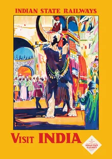 Illustration by Vintage Collection: nostalgic depiction of Indian railways.