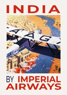 Illustration by Vintage Collection: nostalgic travel poster of India in retro style