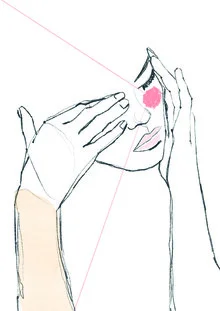 Wall art by Vivien Horváth: minimalist portrait of a woman in soft pink tones