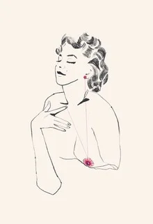 Illustration by Vivien Horváth: stylized depiction of a woman in soft colors
