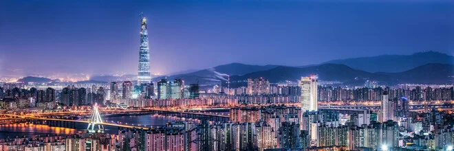 Lotte World Tower and Seoul Skyline at night - Fineart photography by Jan Becke
