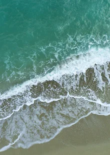 Photo art: calm beach landscape with gentle waves and clear sky