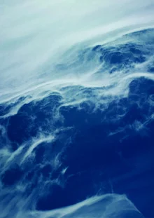Photo art: a calm image of a floating blue landscape in space